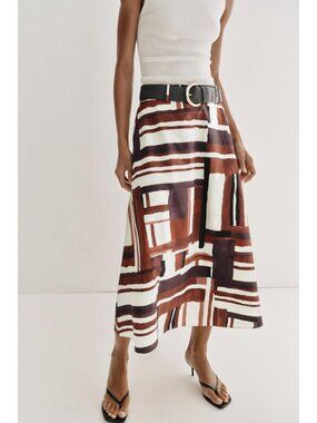 ZARA PRINTED BELTED SKIRT